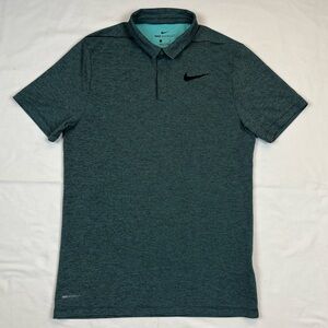 Nike Golf Mens Aeroreact Polo Shirt Sz Small Striped Teal/Black Short Sleeve B4